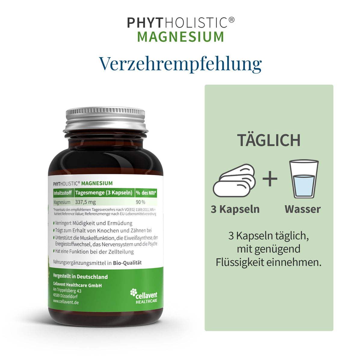 Bio Magnesium Tabletten - Phytholistic Magnesium - Cellavent Healthcare