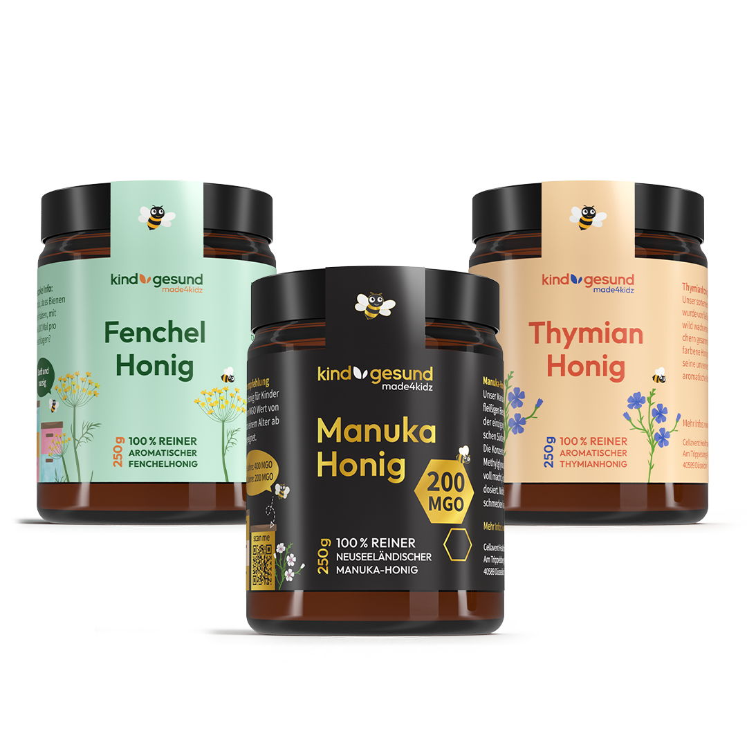 Manuka, Fenchel & Thymian Honig für Kinder · 3er-Set