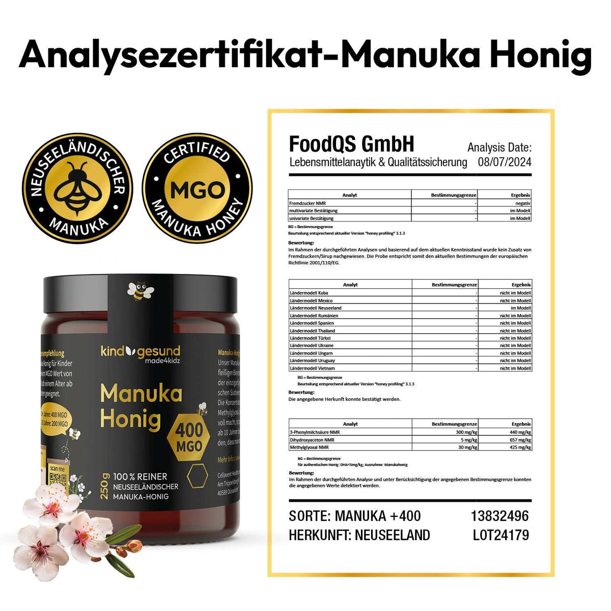 Manuka Honig für Kinder 400 MGO - Cellavent Healthcare