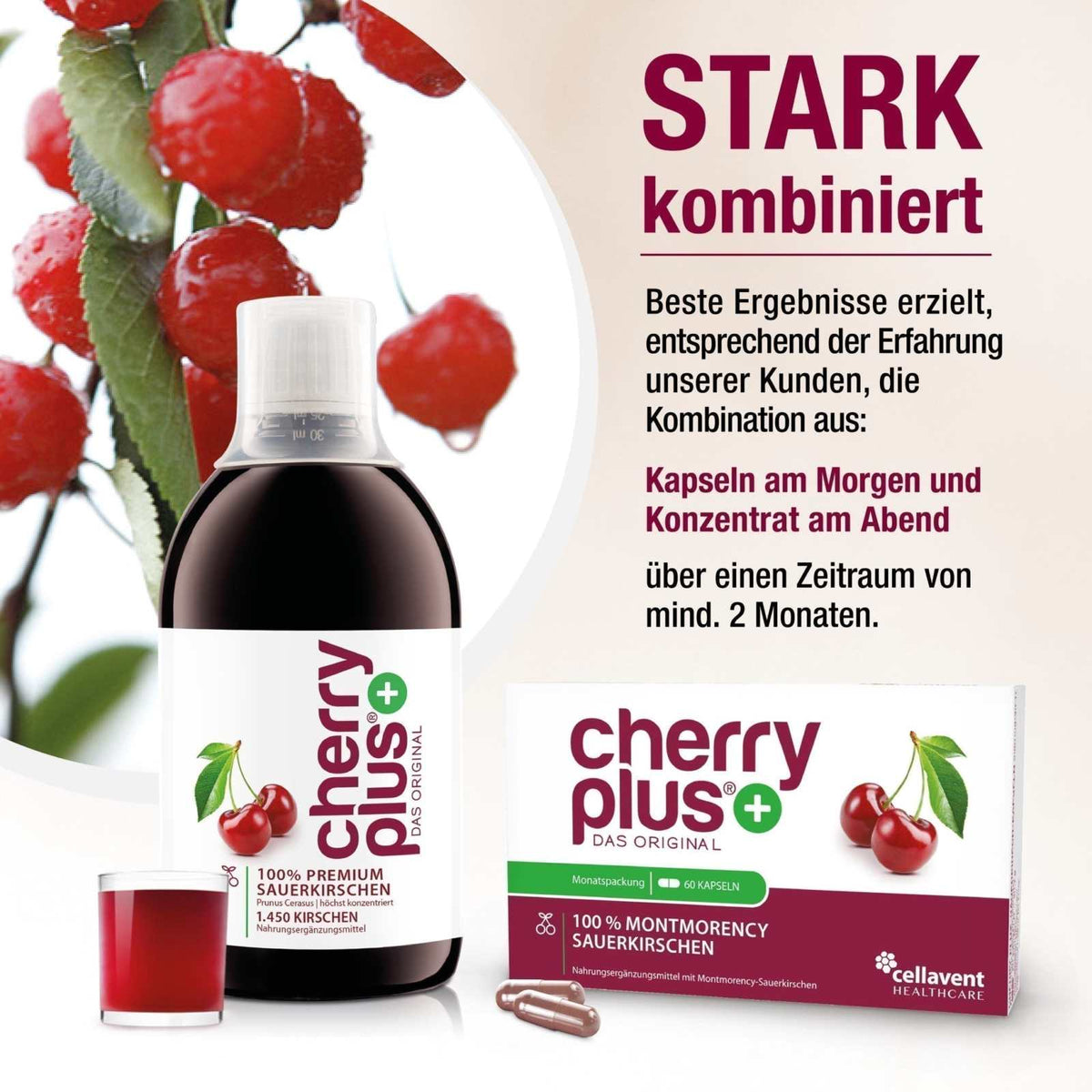 Montmorency Sauerkirsche Kapseln - Cherry PLUS - Cellavent Healthcare