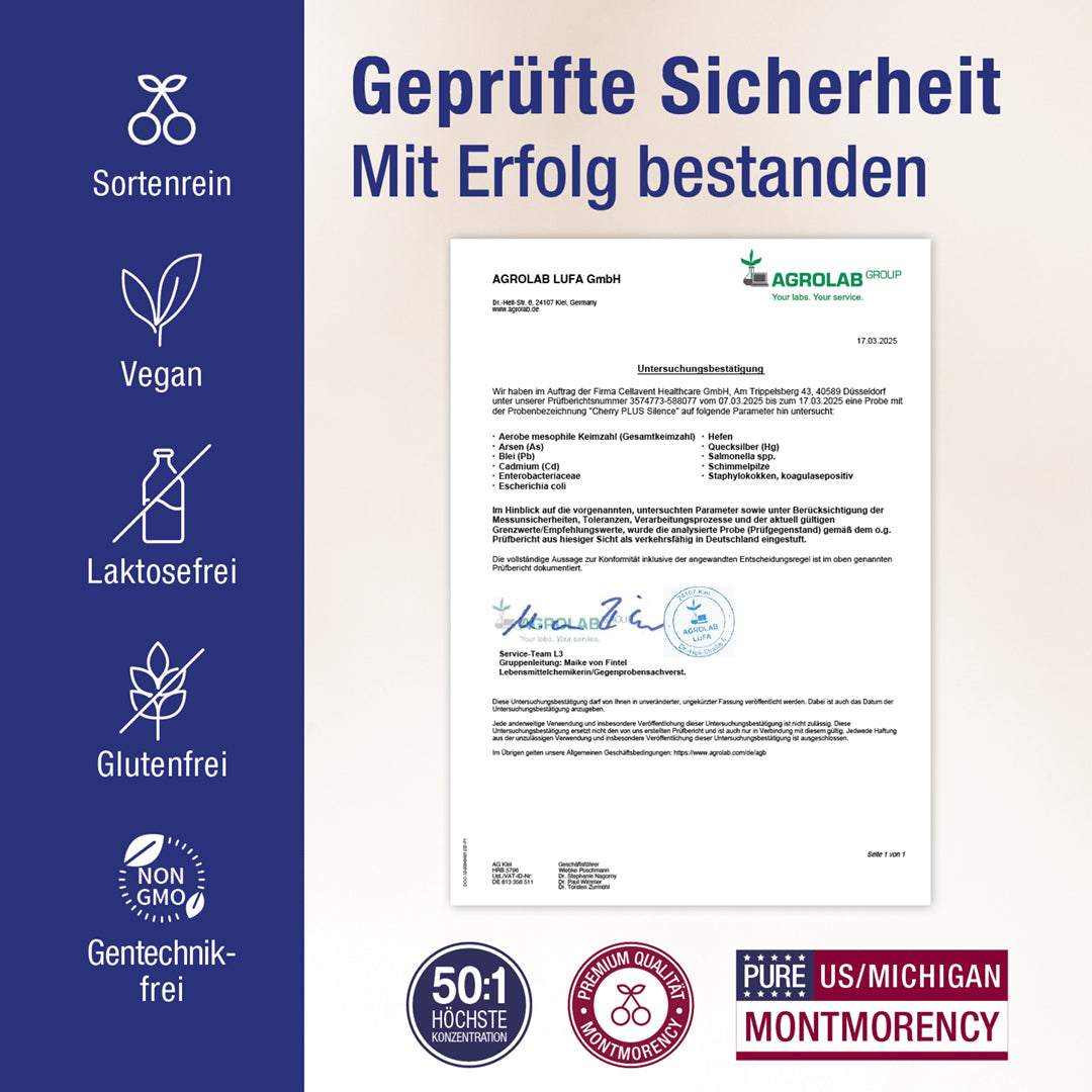 Montmorency Sauerkirsche Nachtformulierung - Cherry PLUS Silence - Cellavent Healthcare
