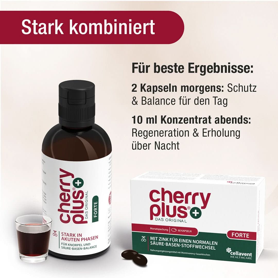 75:1 Montmorency - Sauerkirschextrakt & Zink Kapseln - Cherry PLUS Forte - Cellavent Healthcare