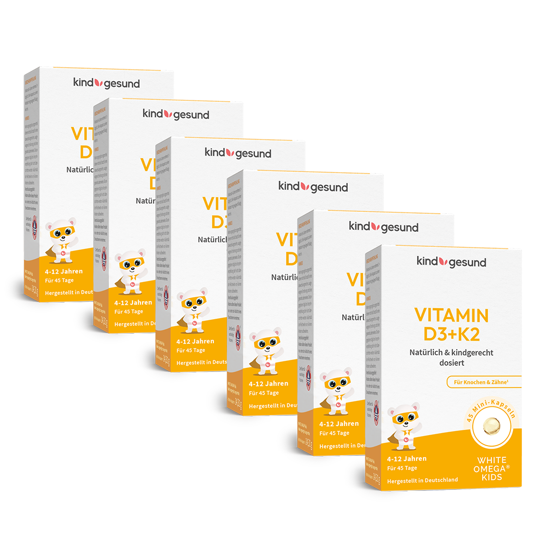 Vitamin D3+K2 für Kinder mit Omega - 3 - WHITE OMEGA® Kids - Cellavent Healthcare