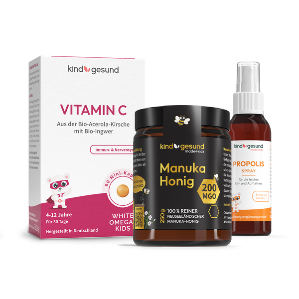Starke Abwehr (Honig, Vitamin C & Halsspray)
