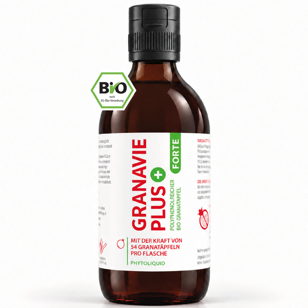 Granavie PLUS Bio-Granatapfel-Konzentrat 300 ml Flasche mit Bio-Siegel