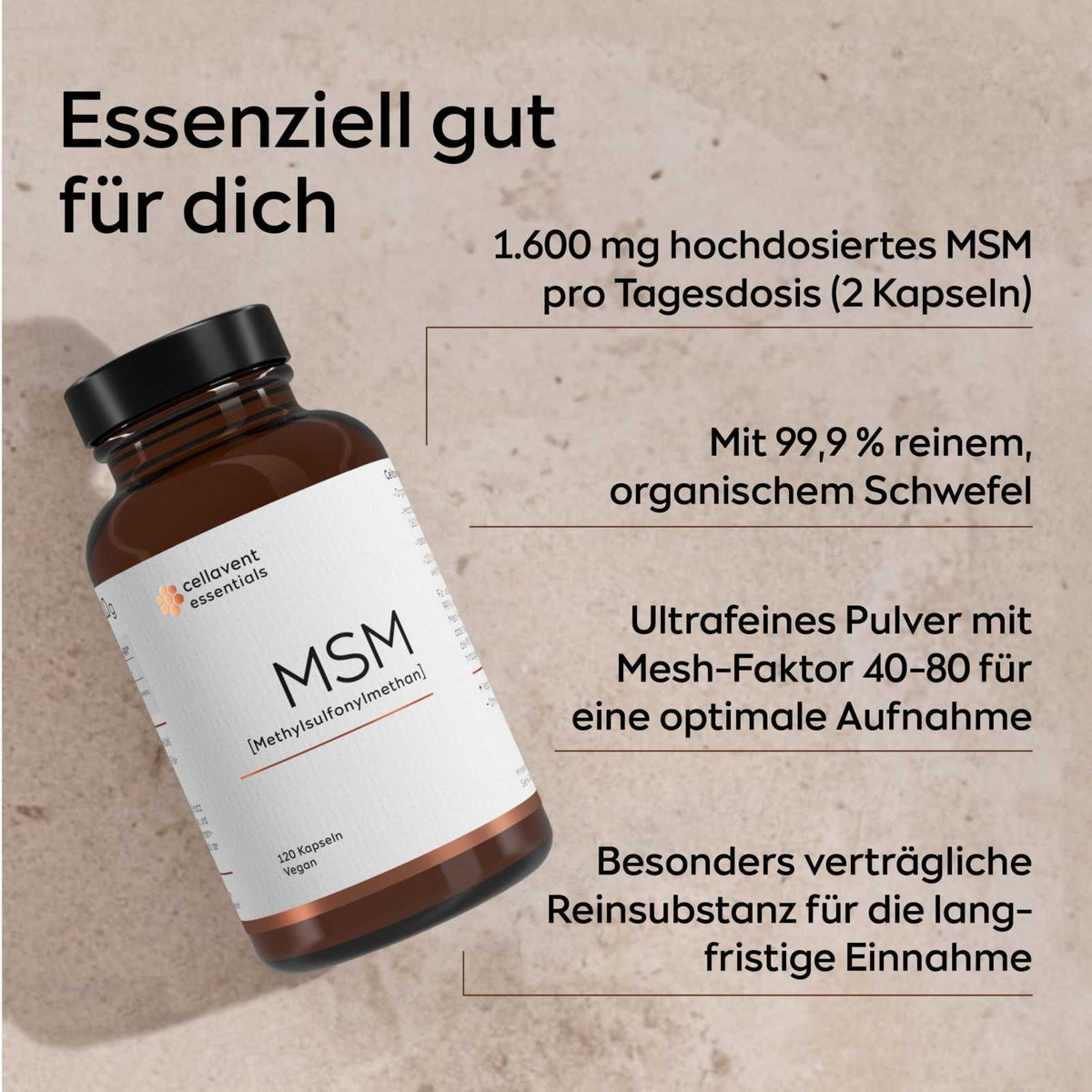 MSM Kapseln [Methylsulfonylmethan] - Cellavent essentials - Cellavent Healthcare