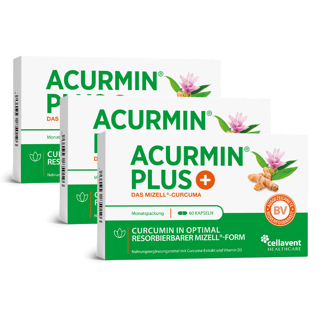 Original Acurmin PLUS Mizell Kurkuma Kapseln – Hochdosiertes Curcumin mit 184 - facher Bioverfügbarkeit - Cellavent Healthcare